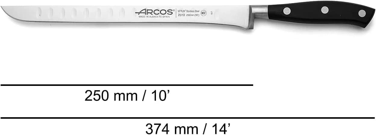 Arcos Riviera Cuchillo Jamonero con Alvéolos 250 mm