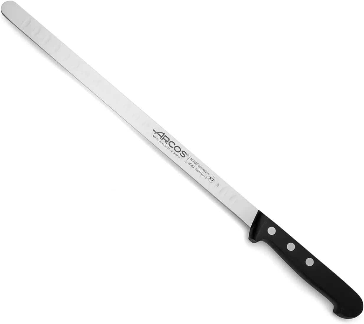 Cuchillo salmonero Arcos Universal de 290 mm, hoja larga y flexible de acero inoxidable para pescado ahumado (vista 1)