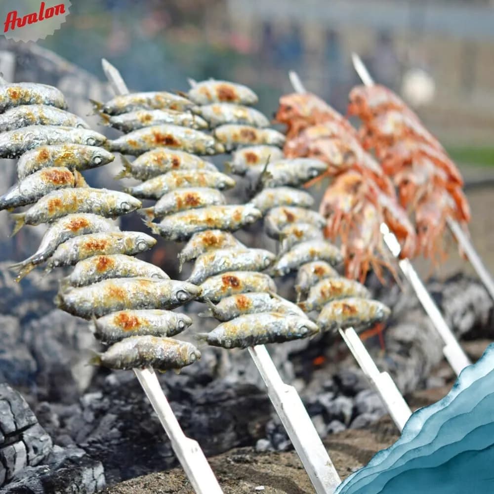 Pack 8 Brochetas Espeto de Acero Inoxidable 50 cm Avalon - Pincho para Carne, Verduras, Pescado (Sardina, Lubi (vista 3)