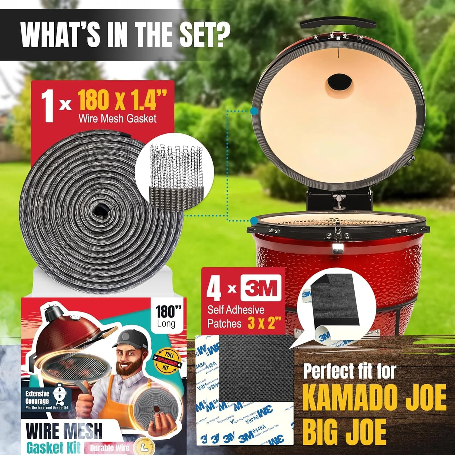 BBQ Future kit junta malla fibra vidrio universal kamado