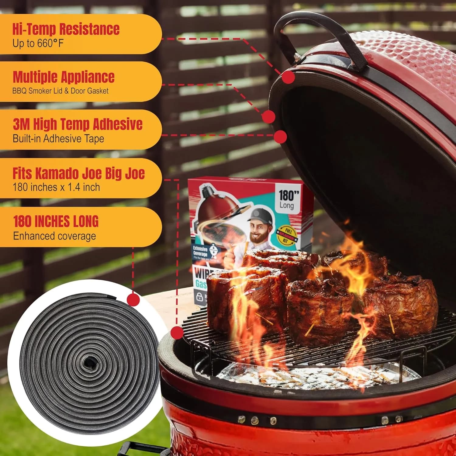 BBQ Future kit junta malla fibra vidrio universal kamado