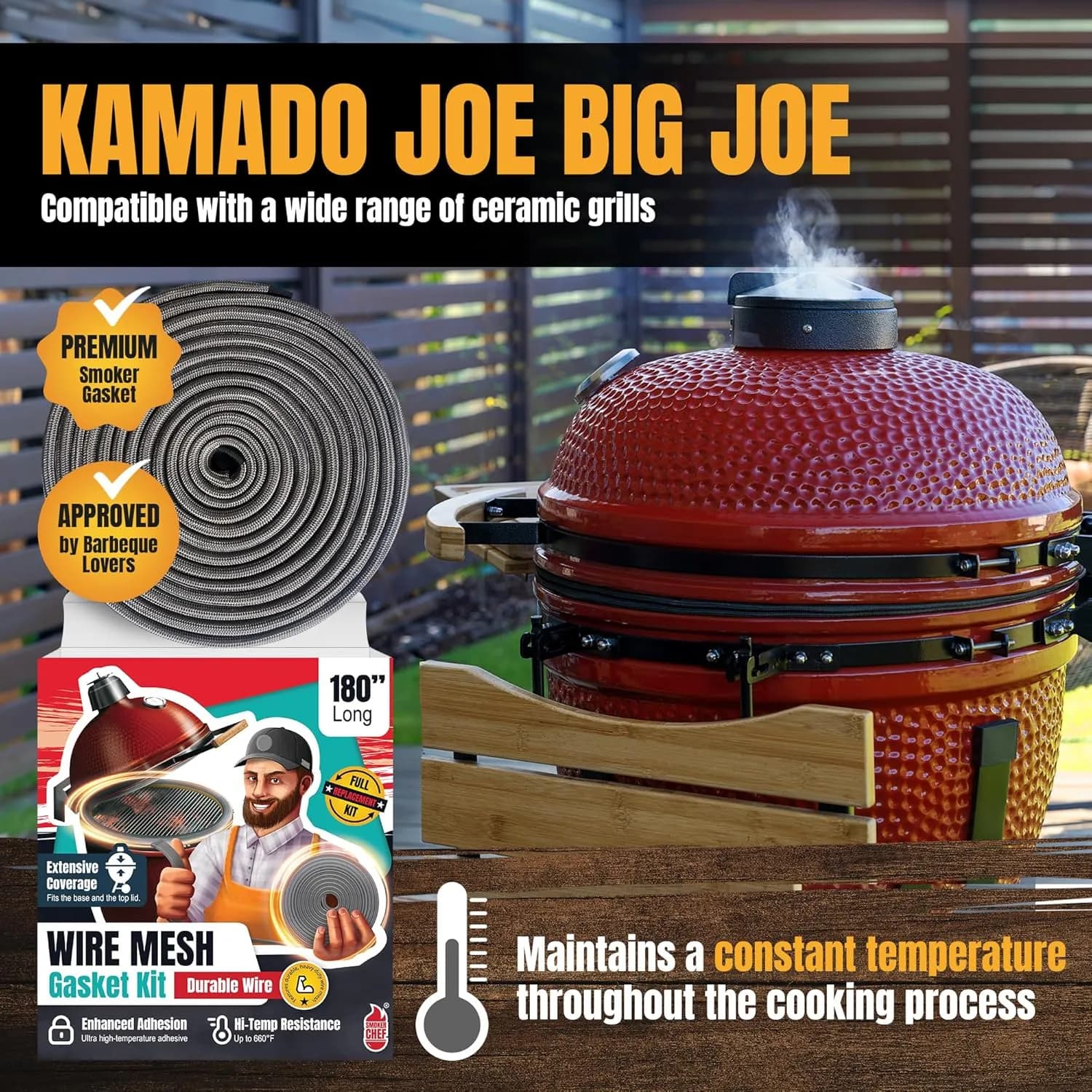 BBQ Future kit junta malla fibra vidrio universal kamado