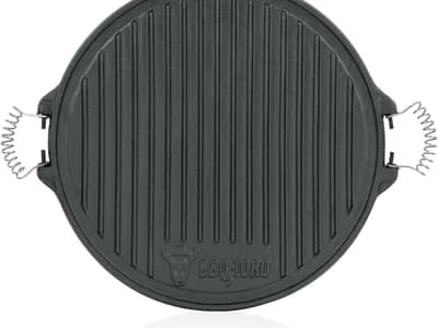 BBQ-Toro Plancha de Hierro Fundido con Asas | Ø 43 cm | Plancha Reversible Esmaltada | Accesorios para Barbacoa de Gas (vista 1)