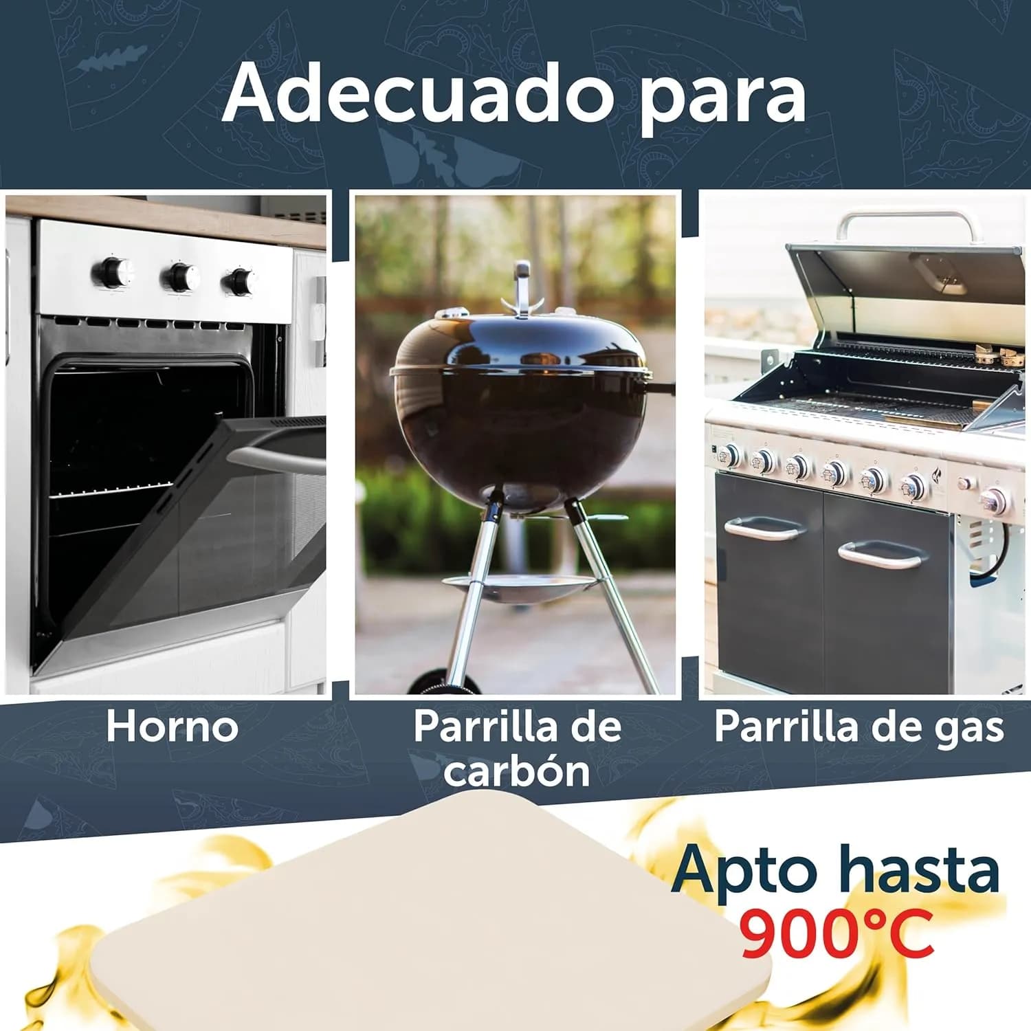 Blumtal Piedra para Pizza de Cordierita 38×30 cm + Pala (bundle)