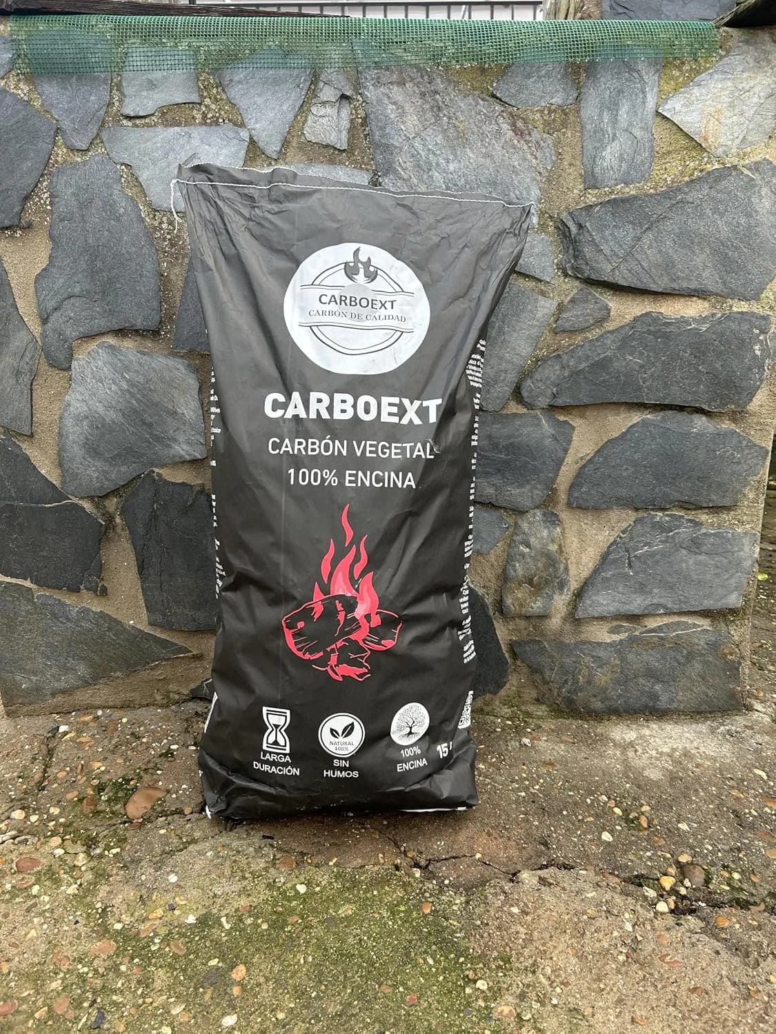 Carbón 100% Encina para Barbacoa 15 kg – Sin Humo ni Aditivos, Poca Ceniza y Larga Duración – Carbón Vegetal N (vista 2)