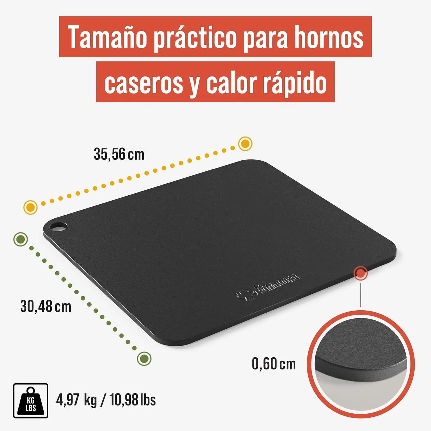 Chef Pomodoro Pizza Steel, Piedra Pizza Horno Acero, Compacta 35,6x30,5cm (vista 2)