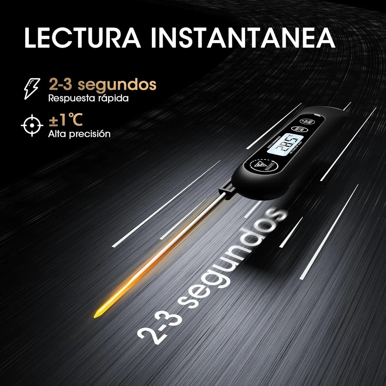 DOQAUS Termometro Cocina Sonda Plegable, Lectura Instantánea 3s (Negro) (vista 2)