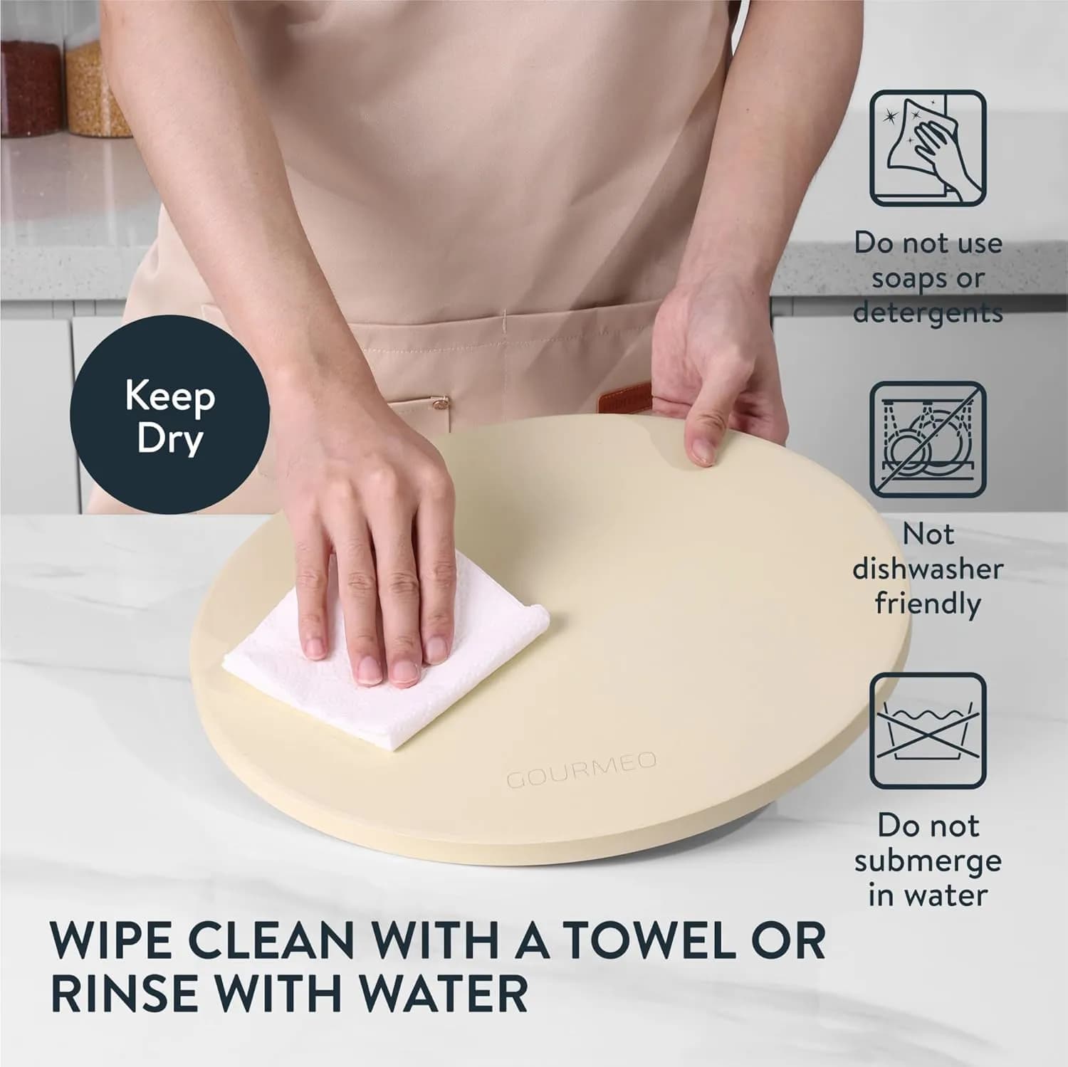 GOURMEO piedra para pizza de cordierita redonda de 35 cm para horno y barbacoa cerámica (vista 1)