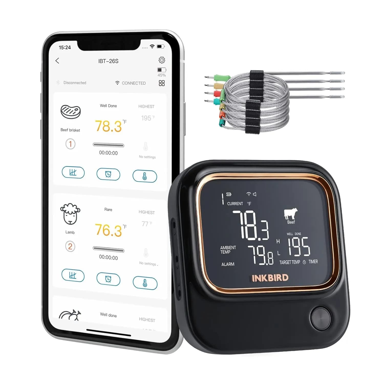 Inkbird IBT-26S termómetro WiFi + Bluetooth