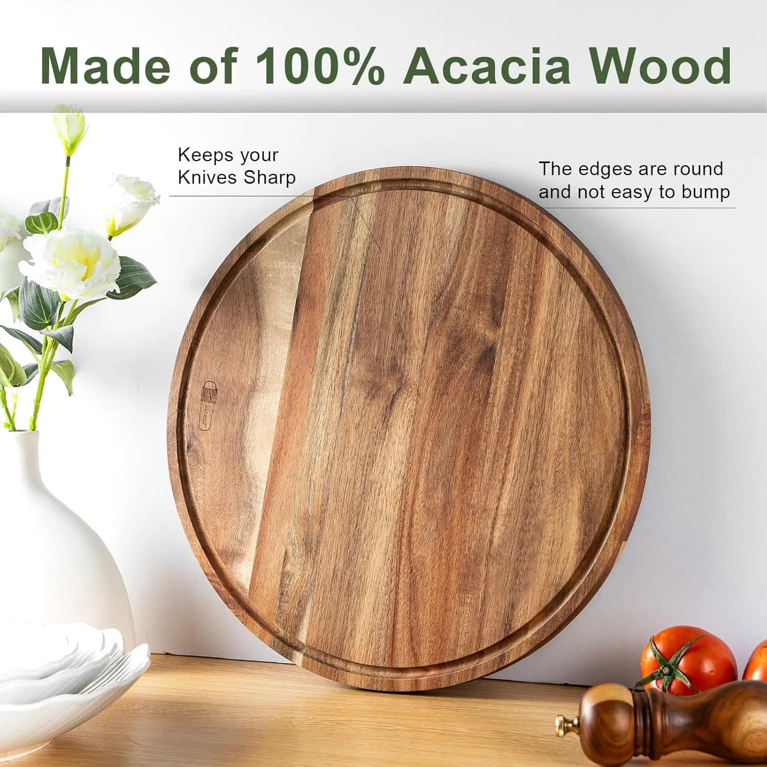 JF JAMES.F tabla de cortar acacia redonda 30 cm