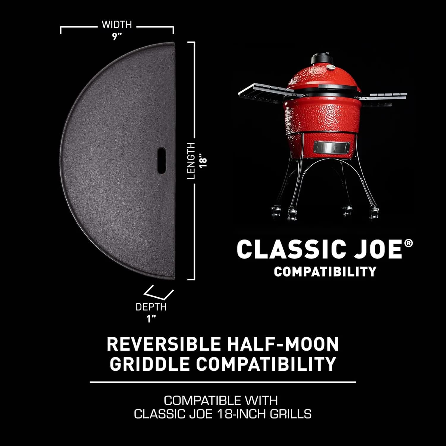 Kamado Joe Plancha Reversible de Hierro Fundido Half Moon (Classic)