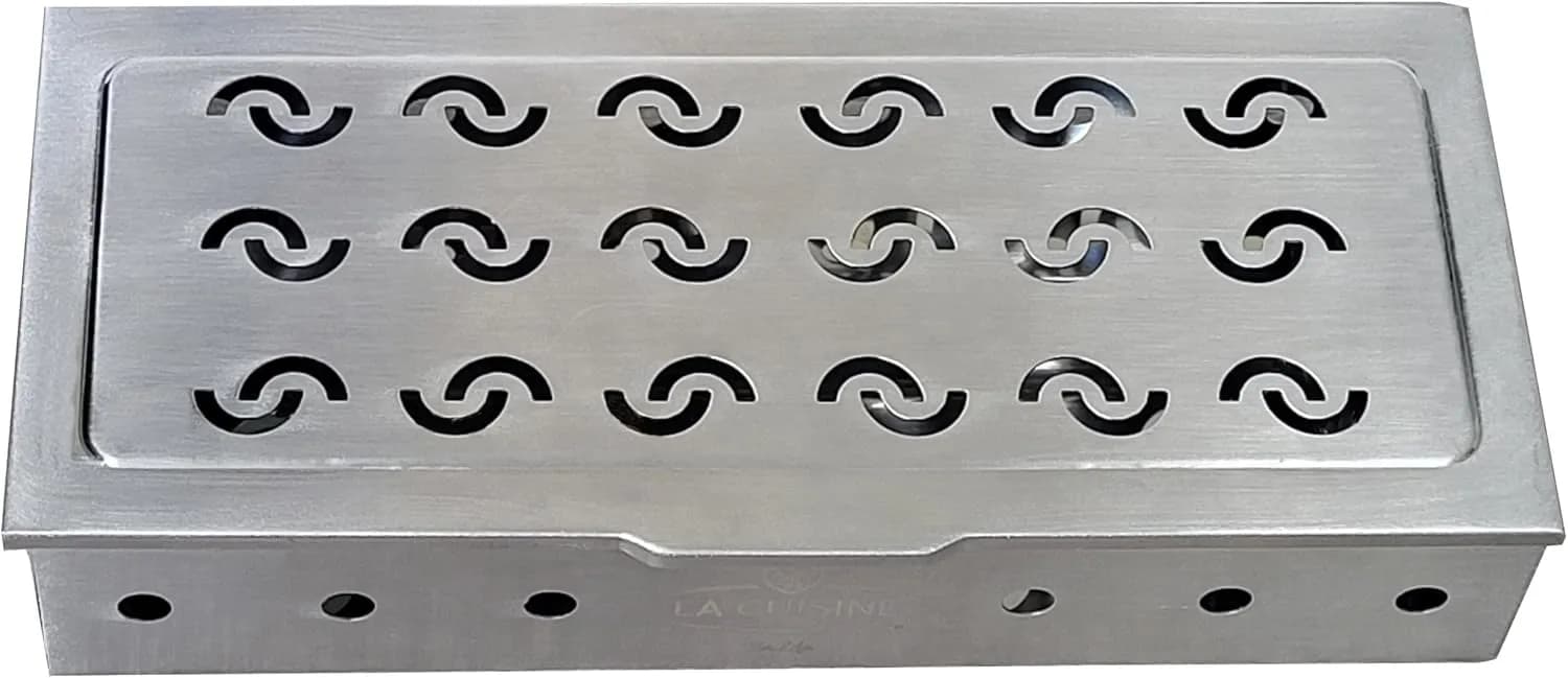 La Cuisine - Caja ahumadora para parrilla de carbón y gas de acero inoxidable, caja de ahumador de virutas de  (vista 2)