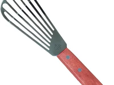 La Cuisine Espátula ranurada con borde biselado de acero inoxidable, para voltear pescado, huevo, panqueques, patatas fr (vista 1)
