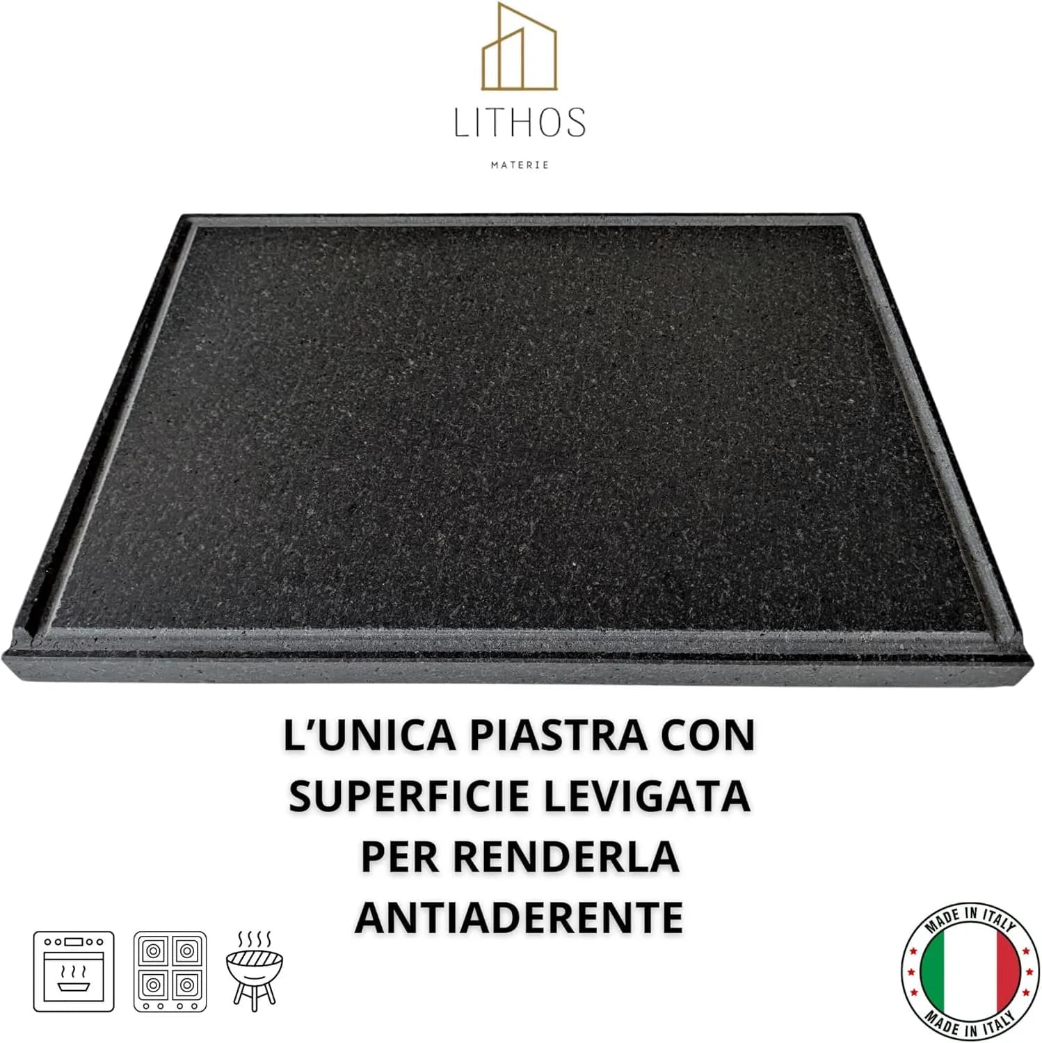 Placa de piedra volcánica Ollare - Refaccionaria del Etna para horno eléctrico y a gas, barbacoa, parrilla para pizza y  (vista 2)