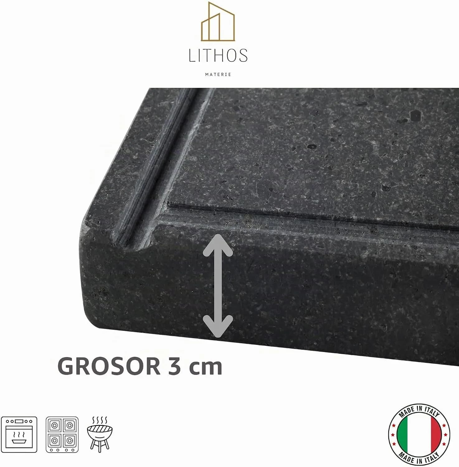 Placa de piedra volcánica Ollare - Refaccionaria del Etna para horno eléctrico y a gas, barbacoa, parrilla para pizza y  (vista 3)