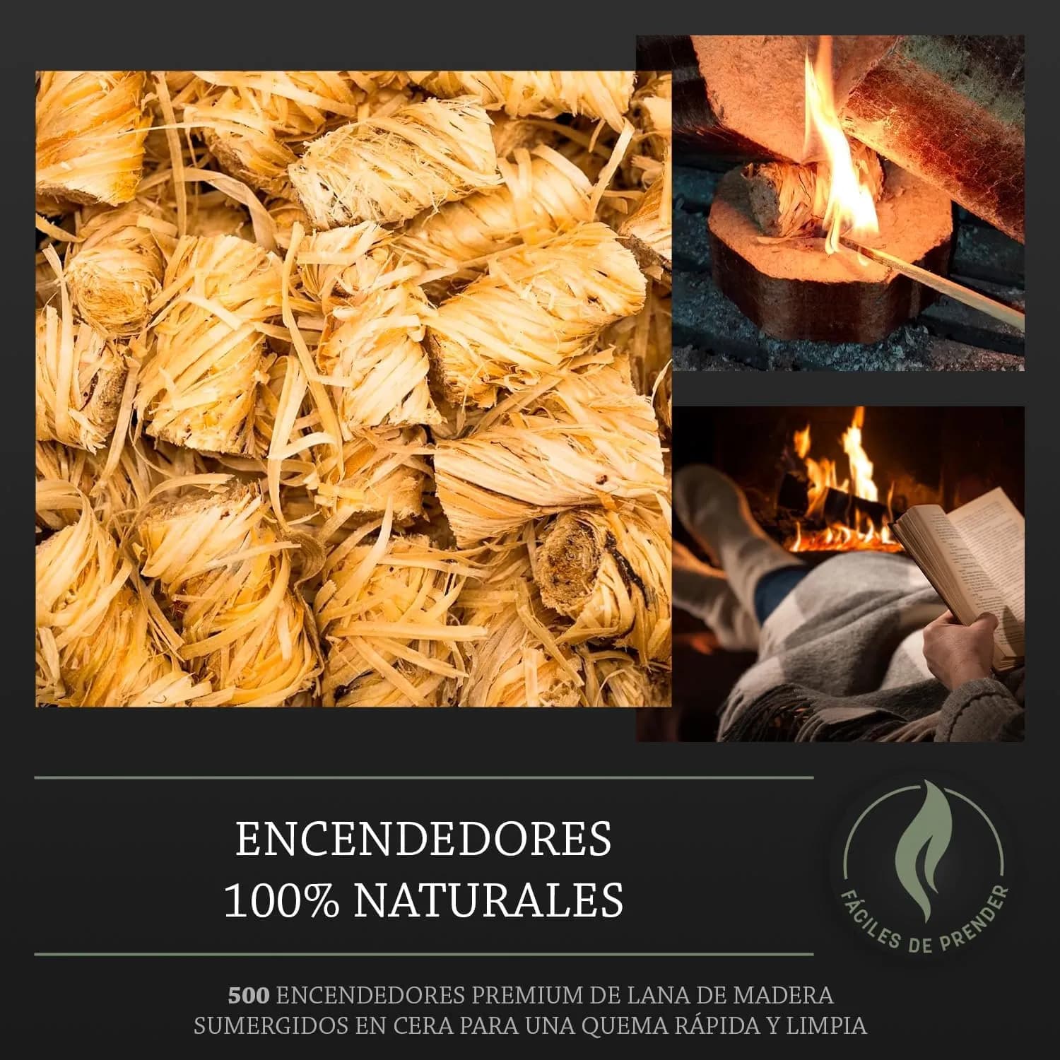 Log Barn Encendedores Naturales - Caja de 500, Pastillas de Encendido para Barbacoa, Estufas de Leña, Hornos de Pizza, C (vista 2)