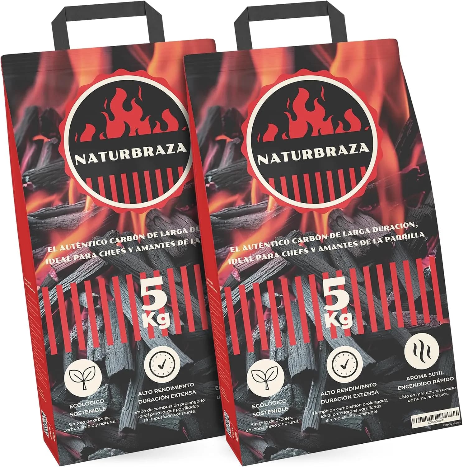 Carbón Vegetal de Marabú Pack 10 kg (2 x 5 kg) – Carbón Natural para Barbacoas y Parrillas, 100% Natural sin Aditivos, A (vista 1)