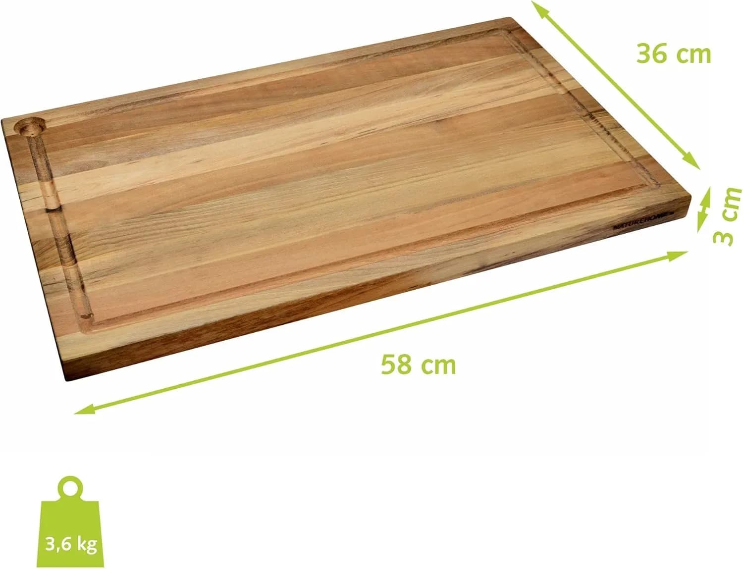 Naturehome Tabla de Cortar Nogal 58x36x3 cm