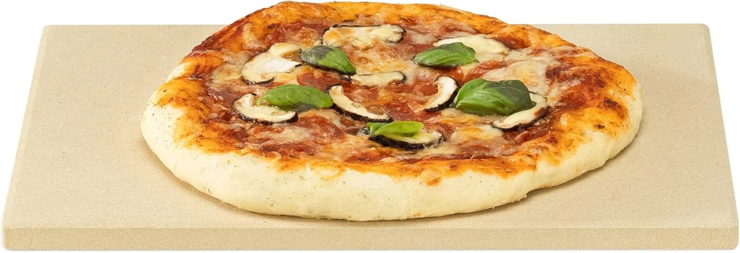 Navaris piedra para pizza de cordierita rectangular XL de 38x30x1,5 cm para horno, parrilla y kamado (vista 1)