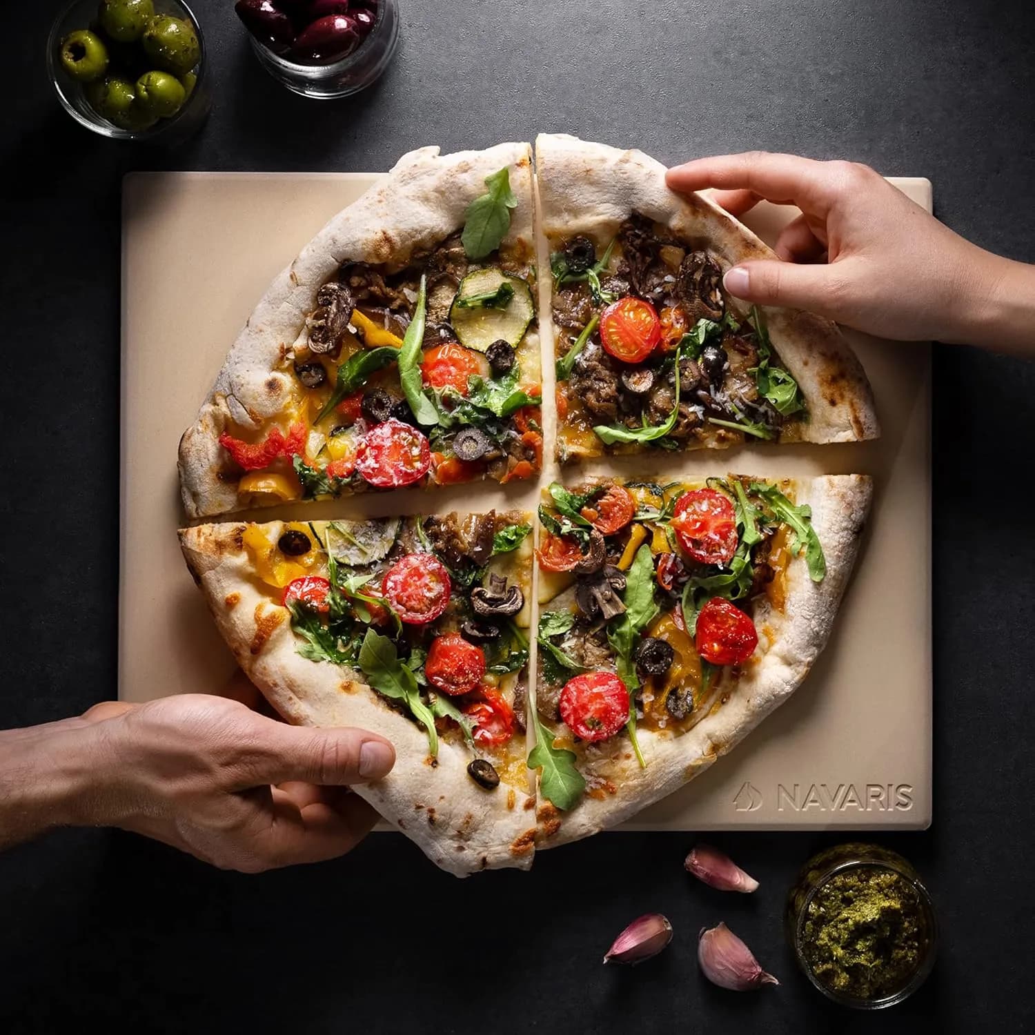 Navaris Piedra para Pizza de Cordierita Rectangular XL (38×30×1,5 cm)