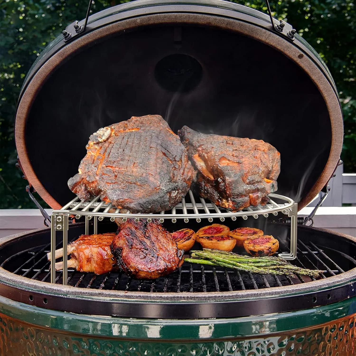 onlyfire Parrilla de Cocción Expansible de Acero Inoxidable para Parrillas de Carbón y Cerámicas, Rejilla de Expansión p (vista 3)