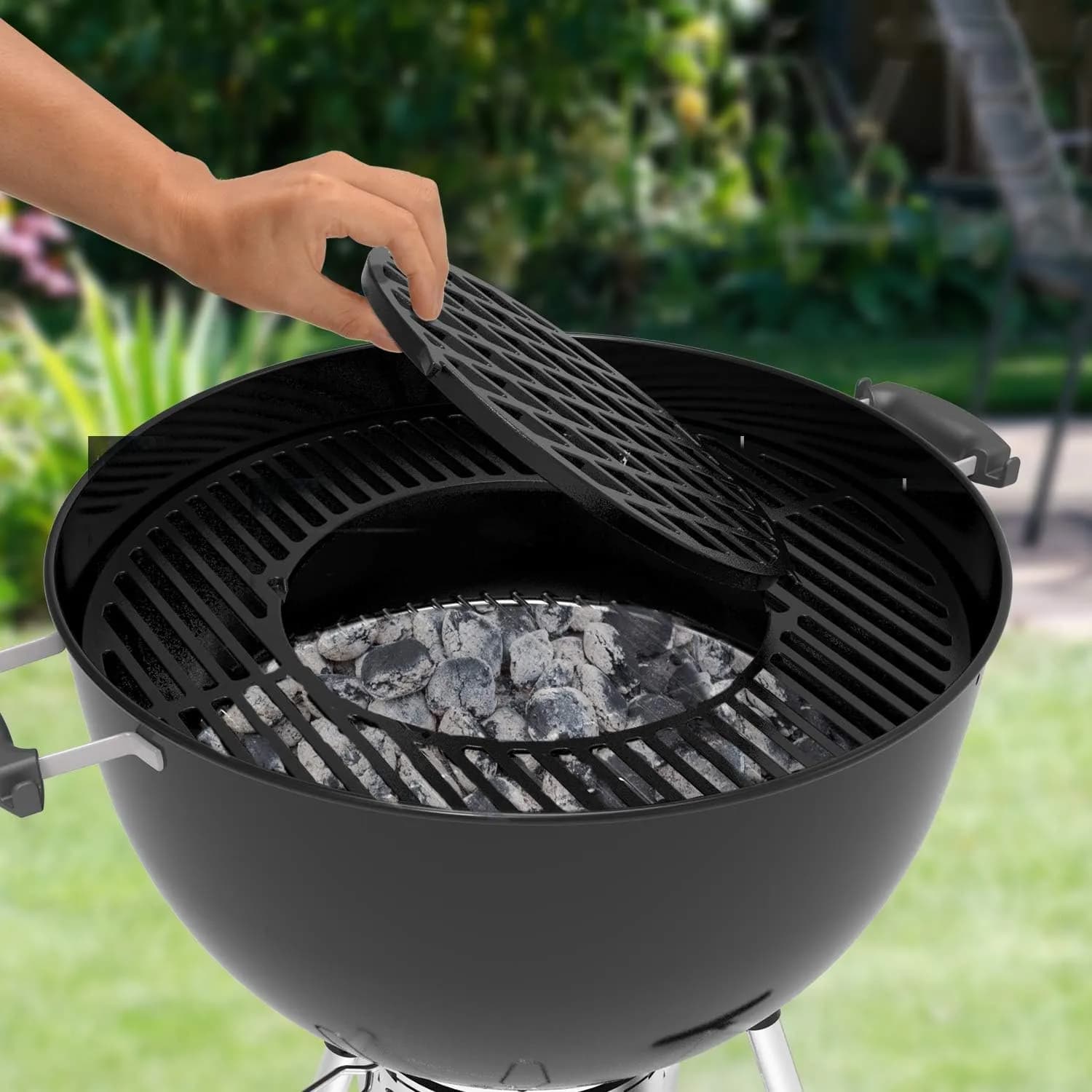 Onlyfire Gourmet BBQ System Rejilla de Hierro Fundido para Weber Kettle 22.5"