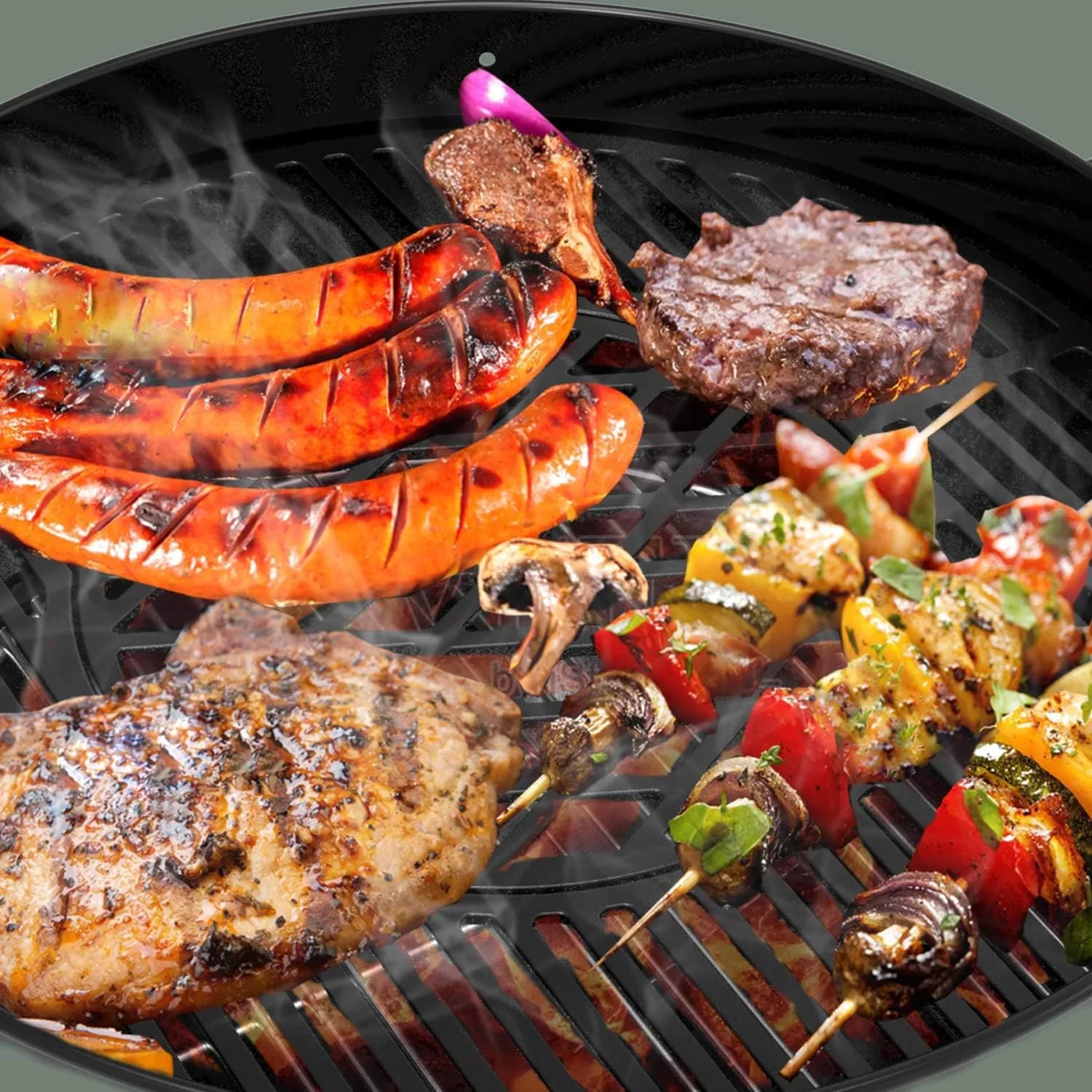 Onlyfire Gourmet BBQ System Rejilla de Hierro Fundido para Weber Kettle 22.5"