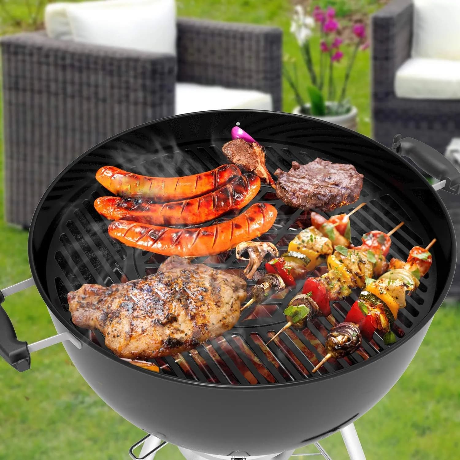 Onlyfire Gourmet BBQ System Rejilla de Hierro Fundido para Weber Kettle 22.5"