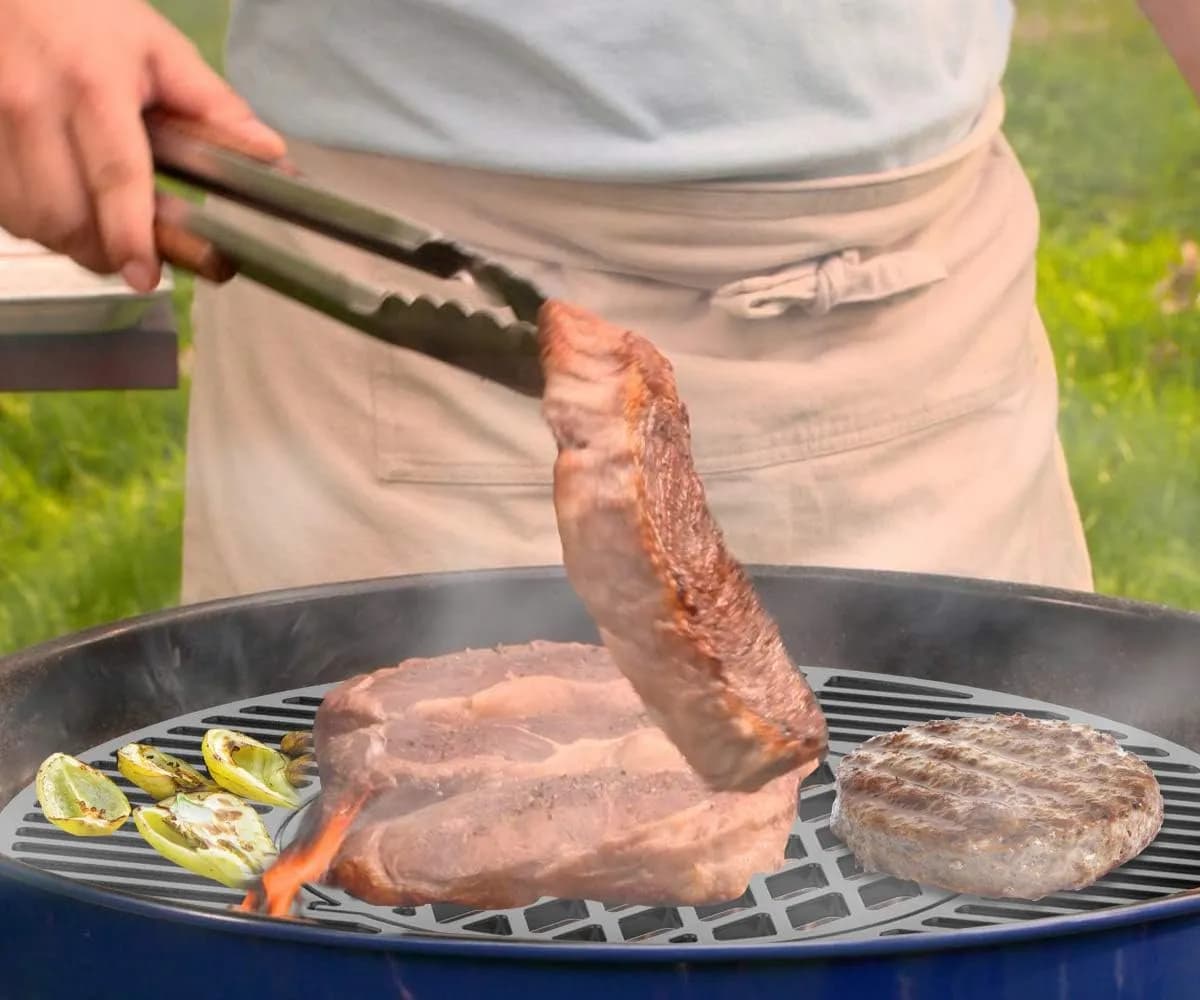 Onlyfire Gourmet BBQ System Rejilla de Hierro Fundido para Weber Kettle 22.5"