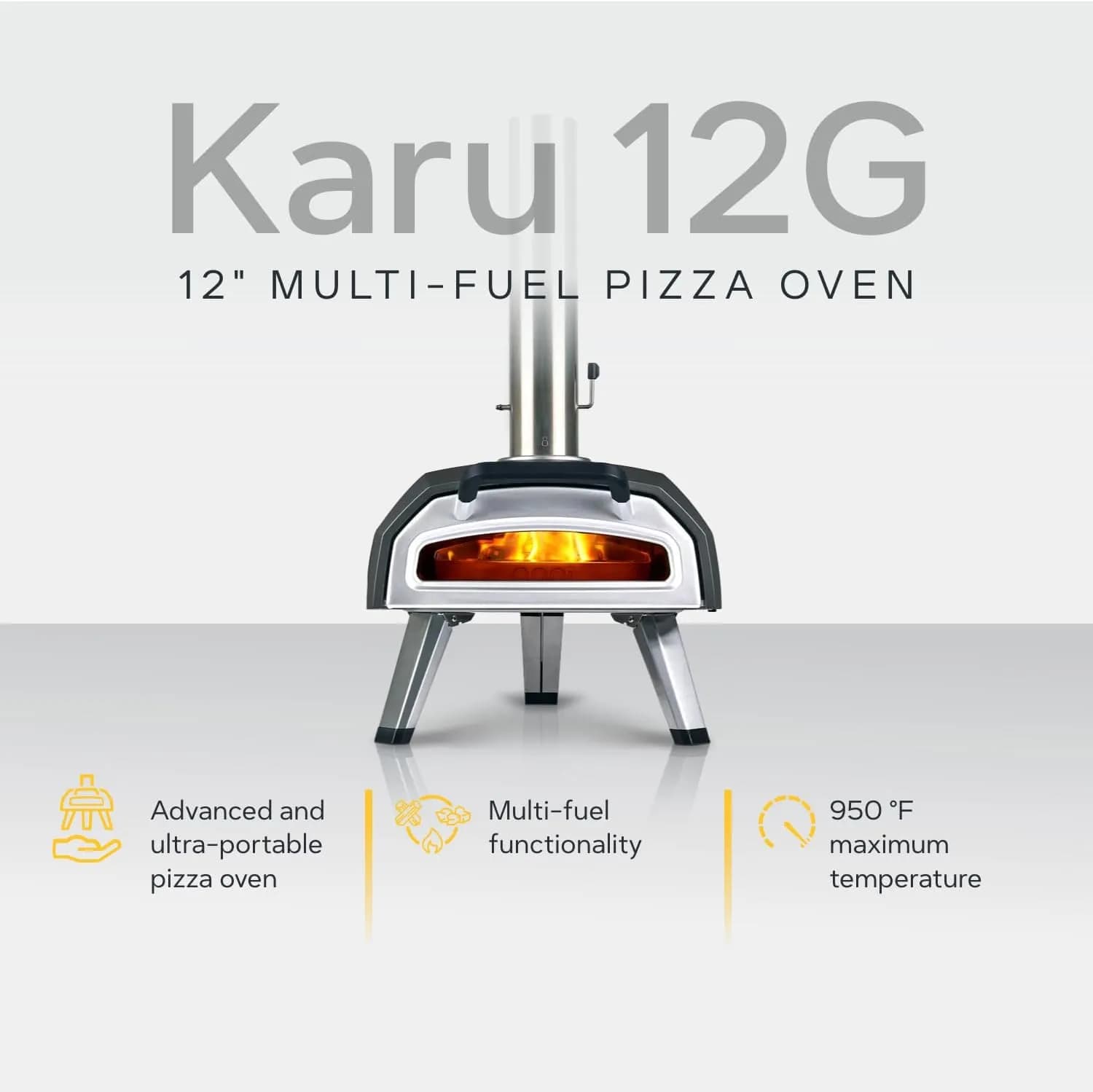 Ooni Karu 12G - Horno de pizza multicombustible con termómetro integrado