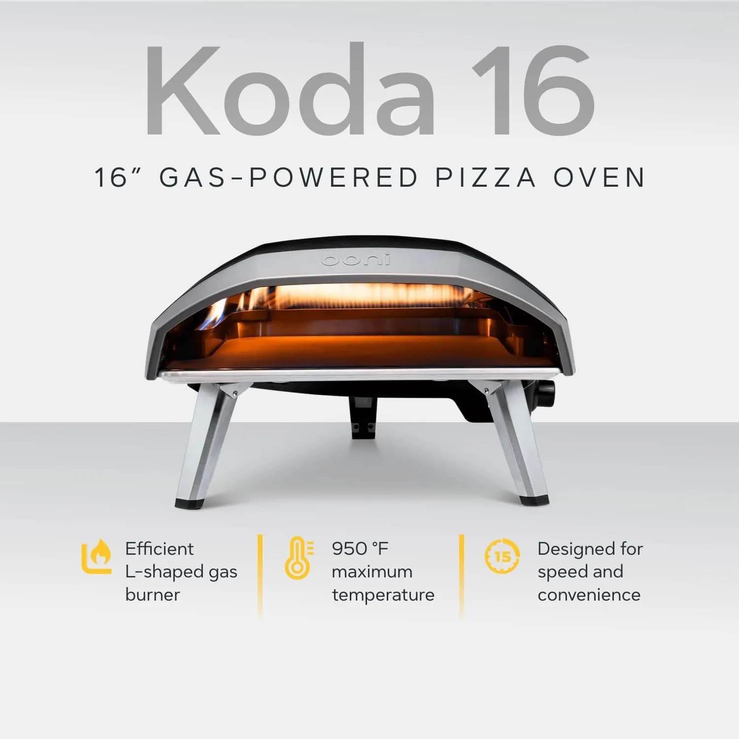Ooni Koda 16 - Horno de pizza a gas para exteriores (37 mBar)