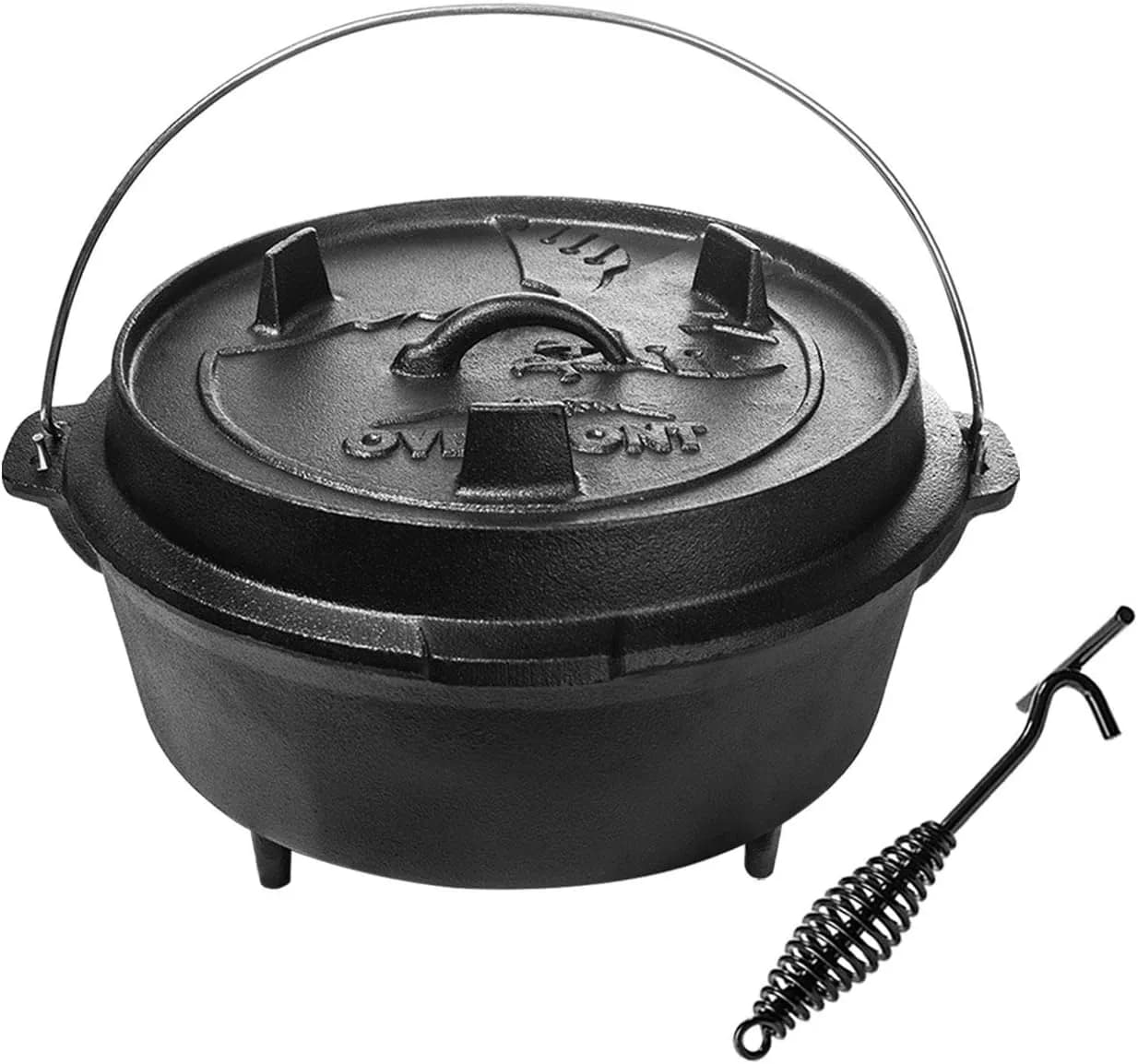 OVERMONT Dutch Oven Olla Horno Holandesa de Hierro Fundido 6.3L Diámetro 29,7Cm Cazuela con Tapa (Olla + Tapa) (vista 1)