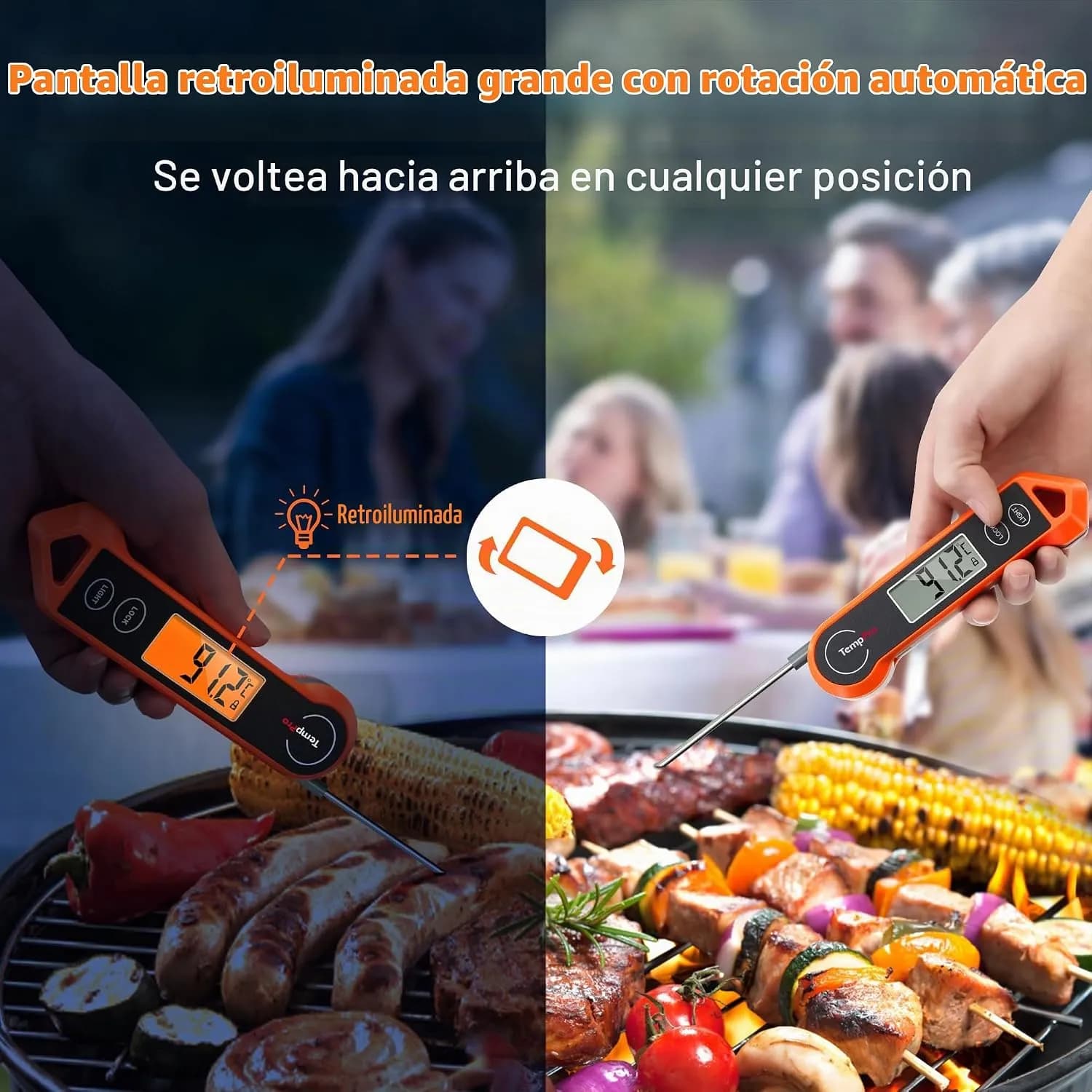 TempPro TP19H Termómetro digital para carne con retroiluminación (vista 2)