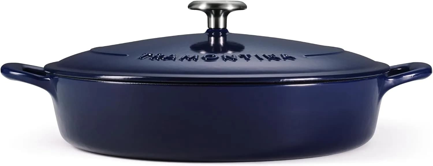 Tramontina Cazuela Baja de Hierro Fundido Esmaltado con Tapa Azul Bestow 30 cm 3,8 L (vista 3)