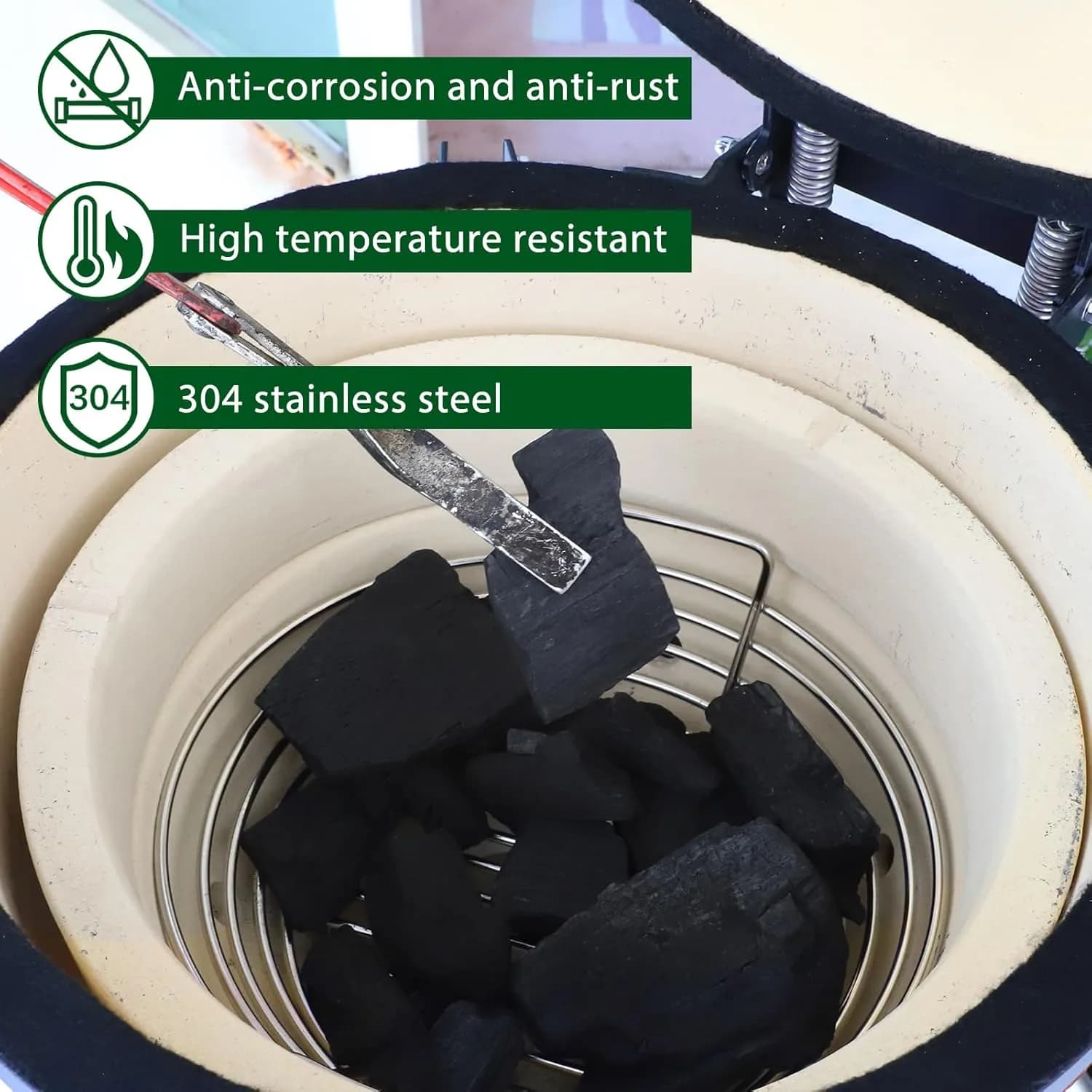 Vankey cesta de carbón compacta para Kamado Joe Jr y BGE MiniMax
