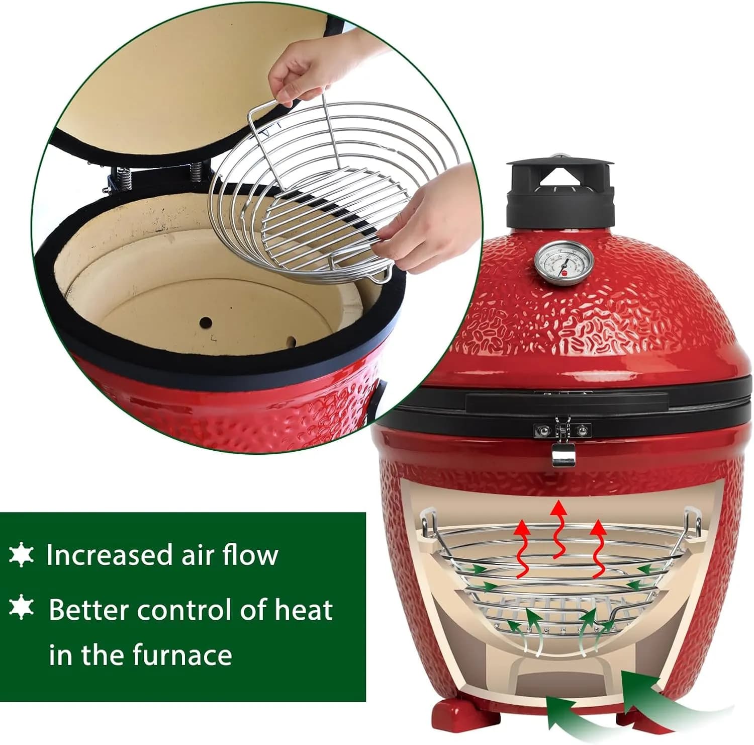 Vankey cesta de carbón compacta para Kamado Joe Jr y BGE MiniMax