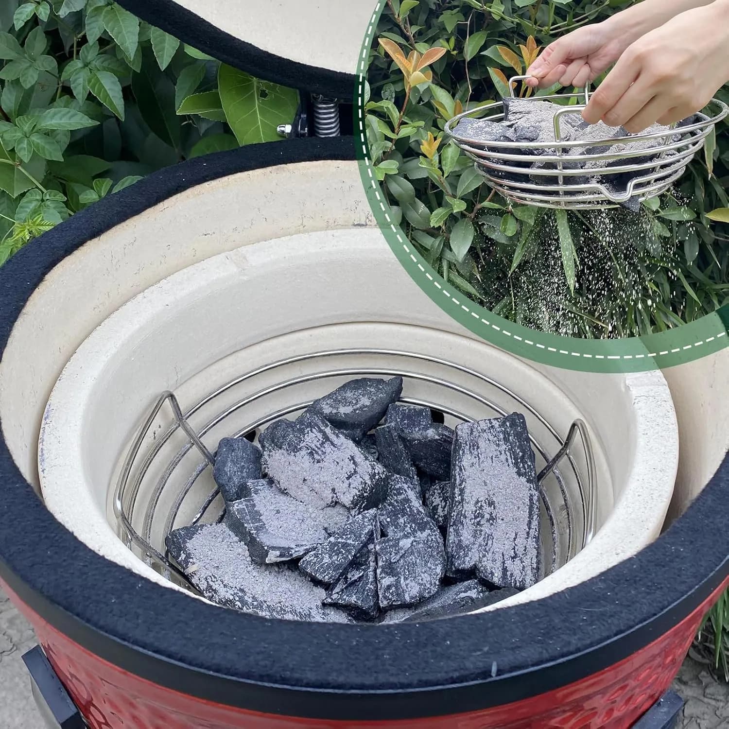 Vankey cesta de carbón compacta para Kamado Joe Jr y BGE MiniMax