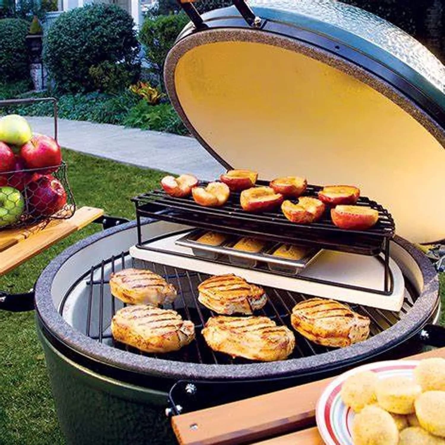 VANKEY Deflector de Calor de Cerámica Media Luna (Kamado Joe Classic, 1 pieza, 38×19×1,4 cm)