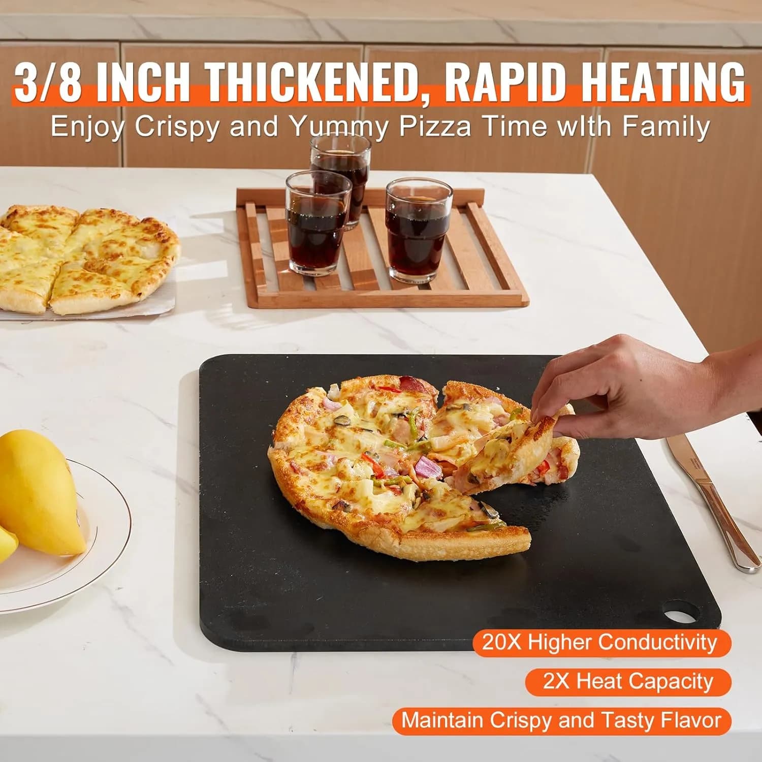 VEVOR Acero para Pizza de Acero al Carbono 40 × 37 cm (9,5 mm)