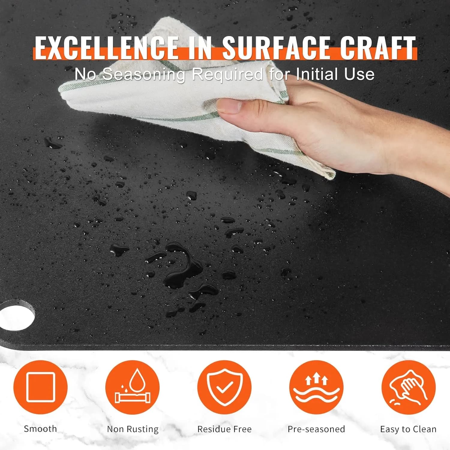 VEVOR Acero para Pizza de Acero al Carbono 40 × 37 cm (9,5 mm)
