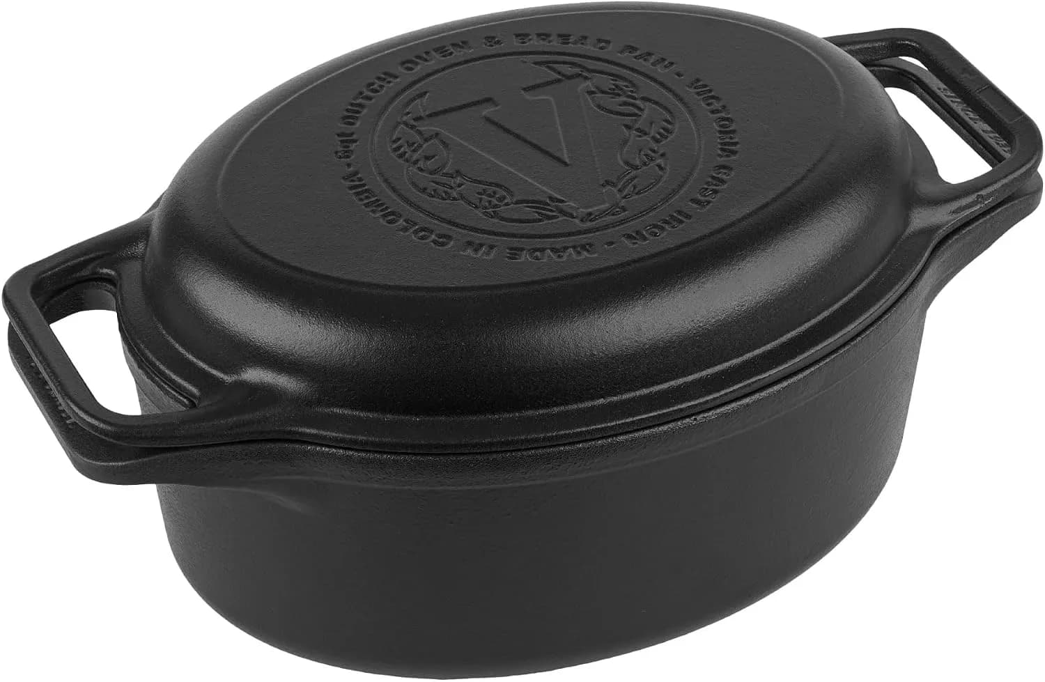 Victoria Horno Holandés Olla y Sartén Inducción Hierro Fundido Esmaltado 31cm Ovalado, Juego 2 Piezas Cocotte  (vista 1)