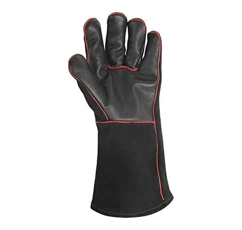 Weber 17896 guantes de barbacoa de piel premium resistentes al calor, negros con costuras rojas (vista 4)
