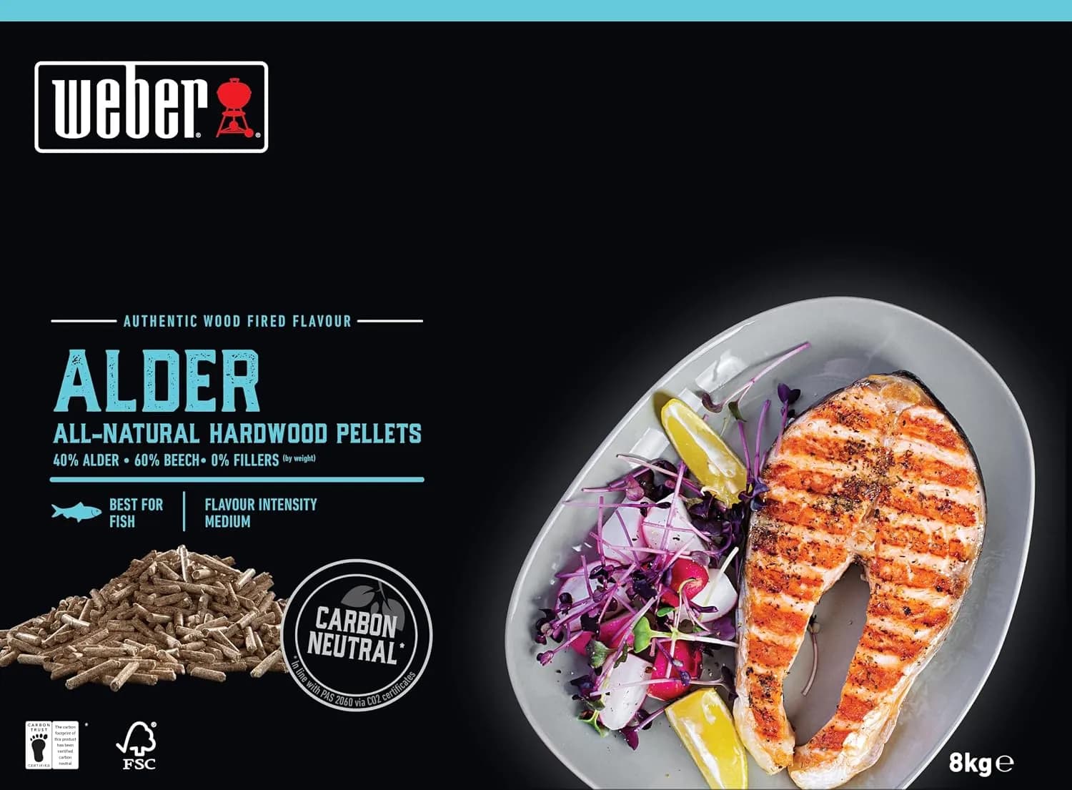 Weber Pellets de Madera - Madera de Aliso (8kg), ahumar Pescado, Madera 100% Natural, Producto de la UE, certi (vista 2)