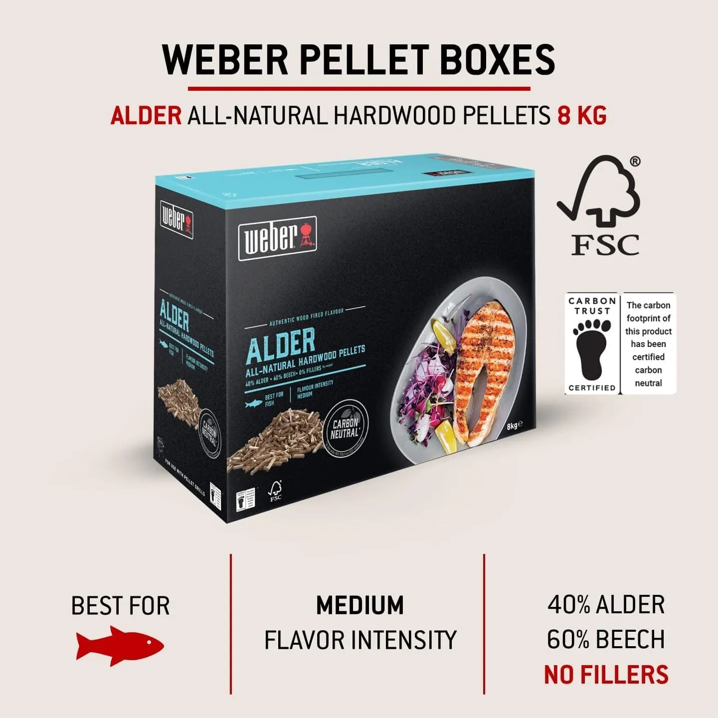 Weber Pellets de Madera - Madera de Aliso (8kg), ahumar Pescado, Madera 100% Natural, Producto de la UE, certi (vista 3)