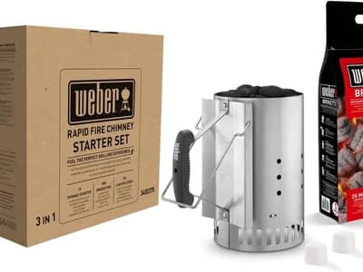 Weber Set Chimenea de Encendido + 2 kg Briquetas + 6 Pastillas