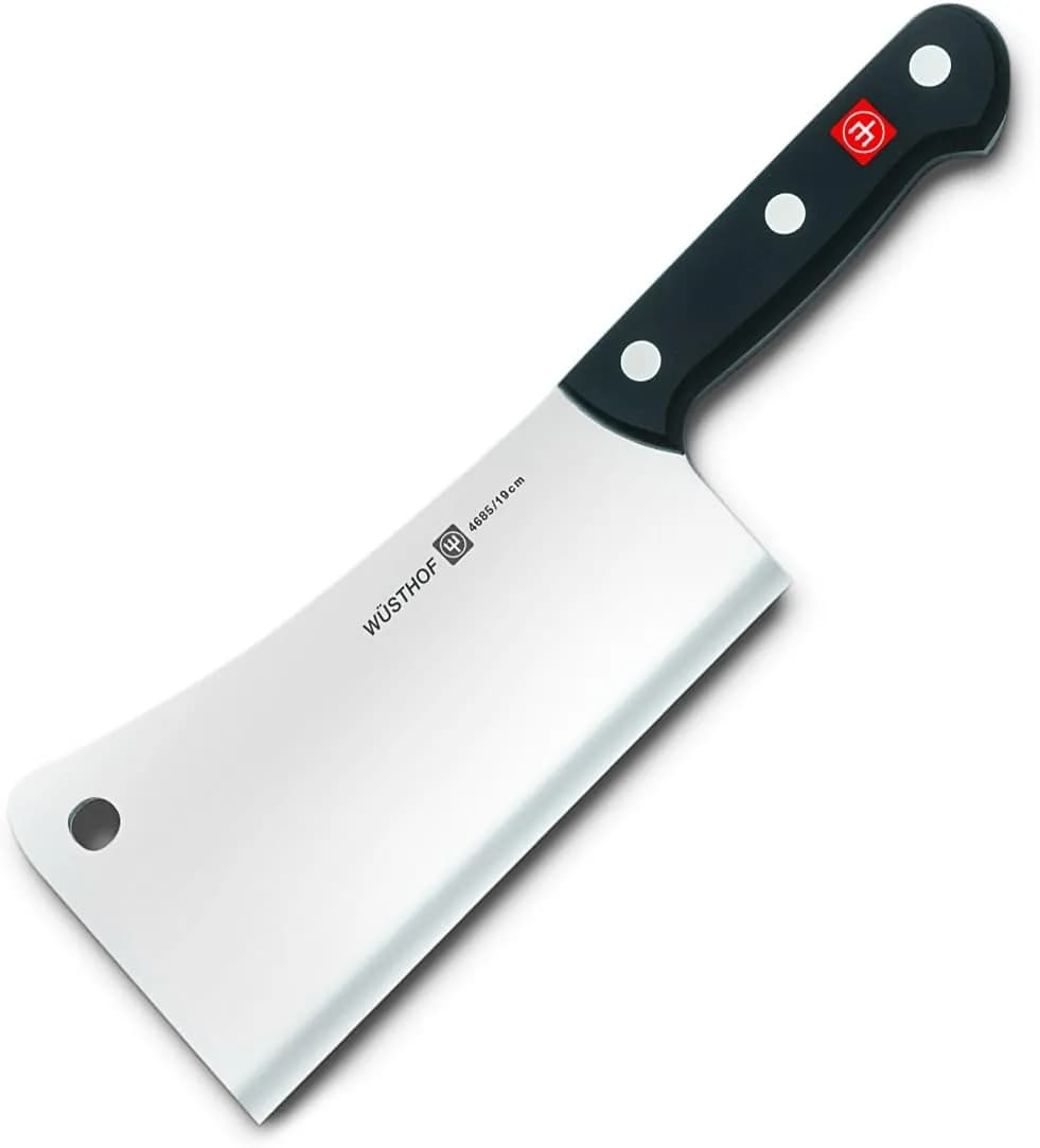 Cuchillo de carnicero Wüsthof Classic Cleaver 4685/19 de 19 cm con hoja ancha forjada y mango negro (vista 1)