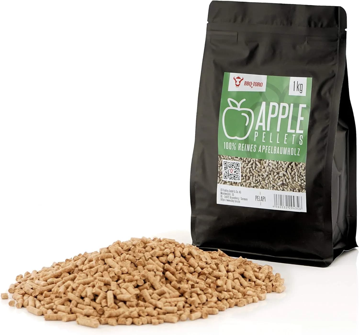 BBQ-Toro Pellets para Barbacoa de 100% Madera de Manzano | 1 kg | Pellets de Manzano para Barbacoa, Ahumador, (vista 1)