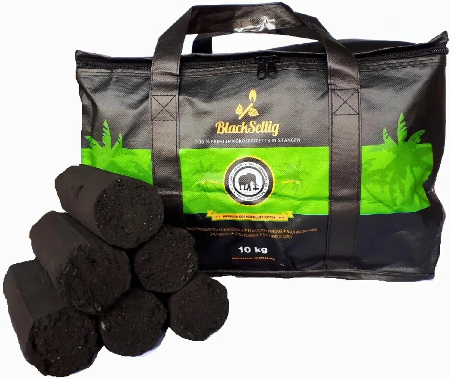 BlackSellig Briquetas XXL de Carbón Puro de Coco 10 kg