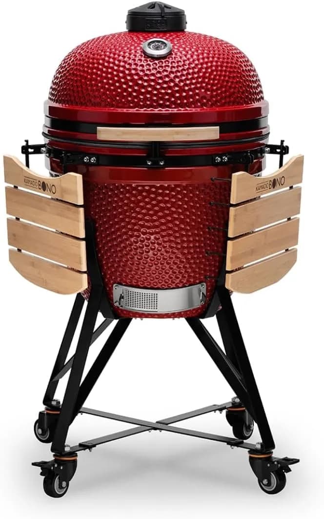 Kamado Bono Grande XXL de 59 cm en rojo con set de 6 accesorios (vista 1)