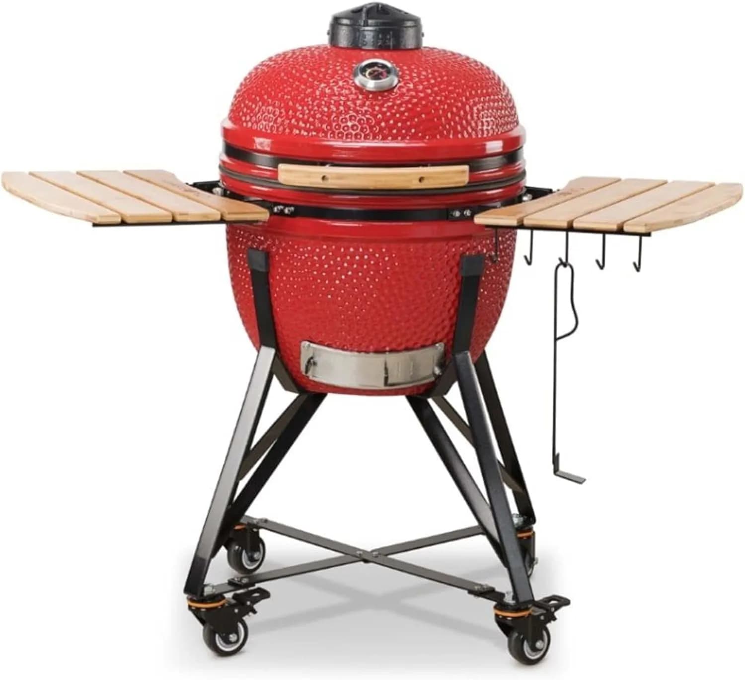 Kamado Bono Media de 51 cm en rojo con set de 6 accesorios y mesas auxiliares (vista 1)